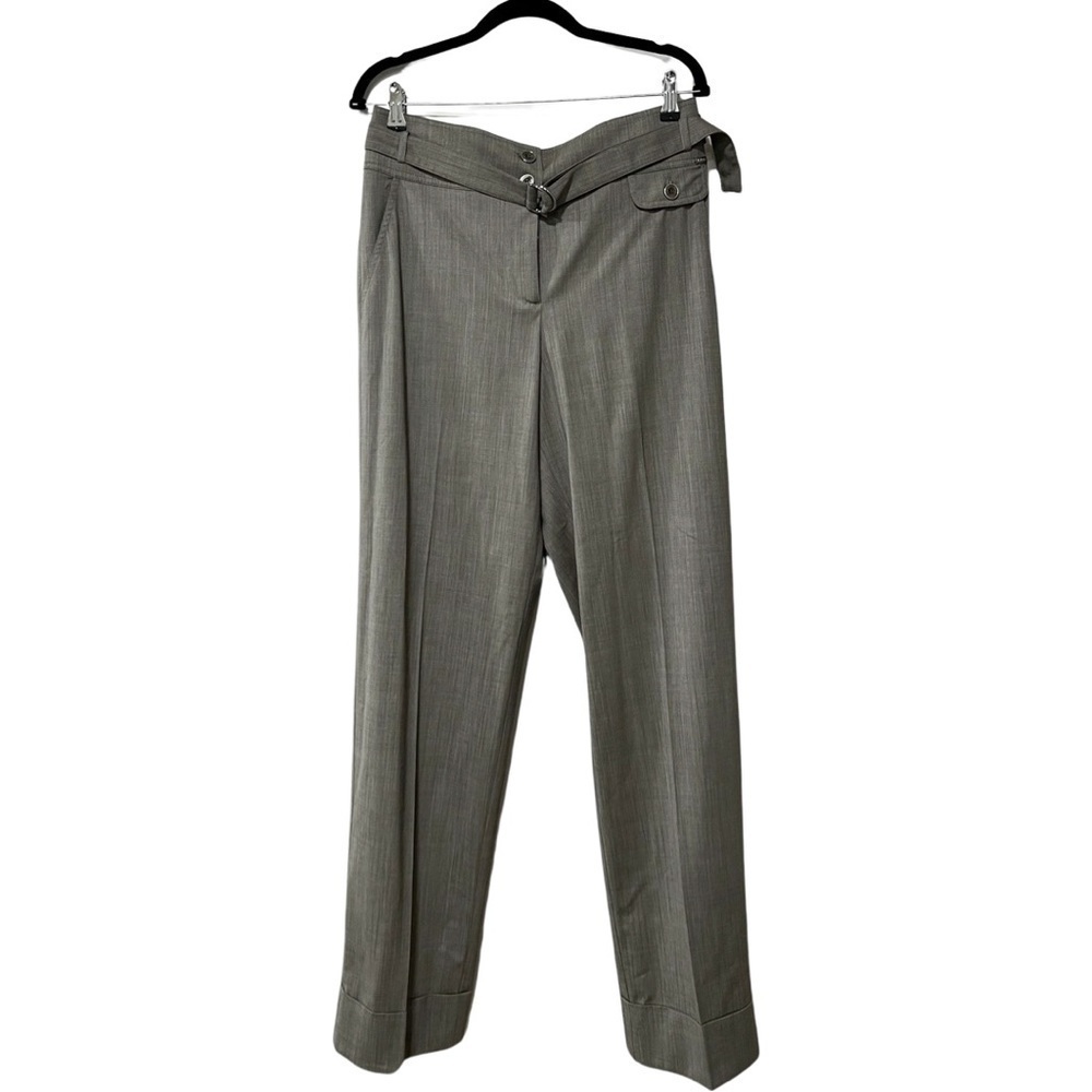 ST JOHN High Waist Belted Tailored Workwear Academia Gray Trousers Sz 8